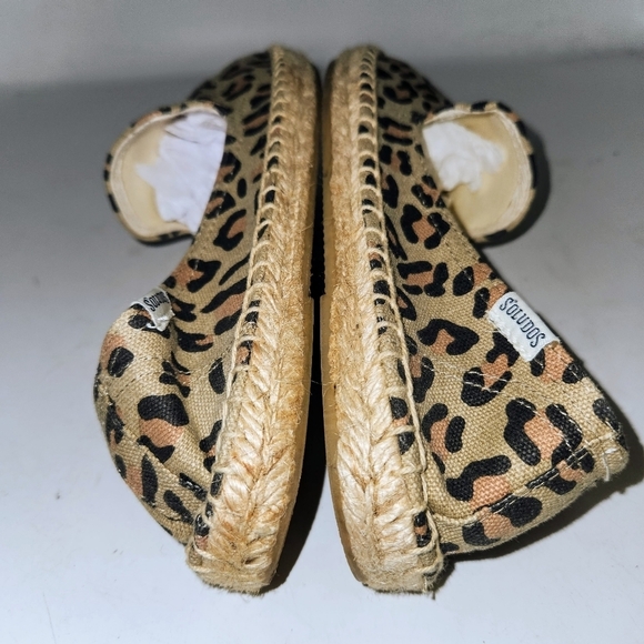 SOLUDOS Smoking Leopard Canvas Slipper Espadrilles In Maroon Black And Tan SZ 7 - Picture 8 of 12
